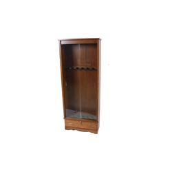 Contemporary Oak Veneer Rifle Cabinet 6 rifle capacity, sliding glass front, one locking drawer on b