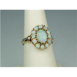 Elegant 14K YG Ladies Antique Design Ring Set with over 3.00 carats in fine Australian Opal. Retail: