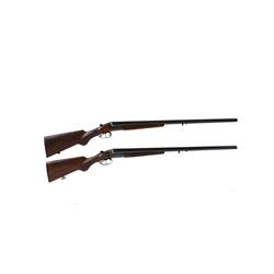 Pair of East German SxS Shotguns 12 ga SNs:825676/843947, Nice pair of double barrel, internal hamme