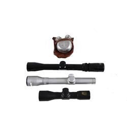 Lot of 3 Scopes & a German Oiler 1- Norinko, 1- Soverign waterproof 3-9x32 MP, 1-a Nixstar 4x30, and