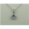 Image 1 : Pleasant 14K WG Antique Design Pendant Bezel set with a round Aquamarine weighing over 1.00 carat. R