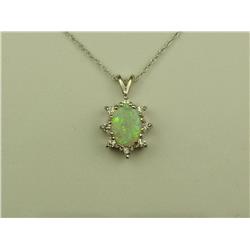 Hi-Quality 14K White Gold Ladies Pendant Set with a fine Australian Opal weighing approx. 2.00 carat