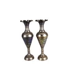 Pair of Large Etched Decorated Brass Vases Each measures 30"H. In overall good condition.Each measur