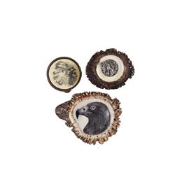 Collection of 3 Folk Art Antler Pieces Consisting of an antler made snuff bottle, a large belt buckl