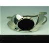 Image 2 : Elegant Ladies Sterling Silver Bangle Bracelet With bezel set onyx.With bezel set onyx.
