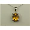 Image 1 : Charming 10K White Gold Ladies Pendant Set with a center oval citrine weighing approx. 3.00 carats a
