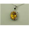 Image 2 : Charming 10K White Gold Ladies Pendant Set with a center oval citrine weighing approx. 3.00 carats a