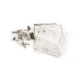 H & R Young America Cal .32RF SN:NVSN A disassembled 5 shot solid frame revolver. Nickel finish, bla