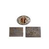Image 1 : Collection of 3 Metal Belt Buckles 1- Pony Express buckle, 1- Billy the Kid, and 1 with a large brow