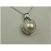 Image 2 : Ladies 14K WG Custom Made Pendant Set with a center fancy shape pearl averaging 9.00mm in diameter a