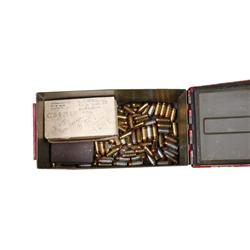 Lot of .45acp Ammo Military ammo can with mixed lot of over 100 loose .45 acp rounds, also a mixed l