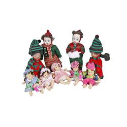 Bonanza Lot of Bisque Head Dolls Includes caroler's and happy kids.Includes caroler's and happy kids