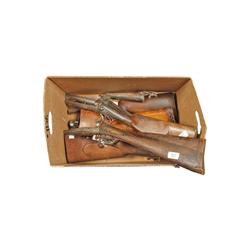 Lot of 9 Husqvarna Shotgun Actions Consists of Husqvarna double barrel shotgun partial receivers for