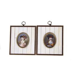 German Portraits on Porcelain in Bone Frames