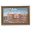 Original Oil on Canvas Depicting an adobe home, unsigned, in original frame, shows age, image size i