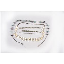 Collection of 3 Necklaces 2 Native American necklaces: 1 is a fettish with bone & bird effigy's; 1 i