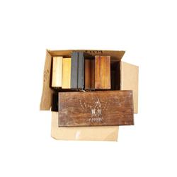 Lot of 8 Wood Handgun Display Boxes Most are for Colt and so marked. Some with cartridge holders, so