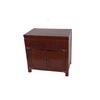 Asian Red Lacquer Night Stand With 2 small drawers and 2 lower doors, shows age and some wood separa