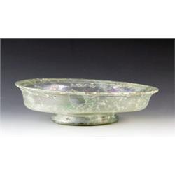 90: A Roman Glass Aquamarine Footed Bowl