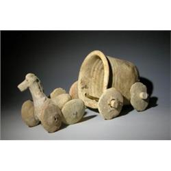 102A: An Ancient Syrian Terracotta Toy Cart and Horse