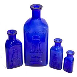 Owl Poison Cobalt Bottles