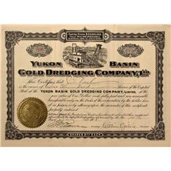 AK - Yukon Territory,1908 - Yukon Basin Gold Dredging Company, Ltd., Stock Certificate *Territorial*