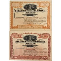 AZ - Big Bug,Yavapai County - 1901, 1900 - Great Belcher Gold Mining Company Stock Certificate