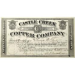 AZ - Castle Creek,Yavapai County - Oct. 3, 1882 - Castle Creek Copper Co. Stock Certificate