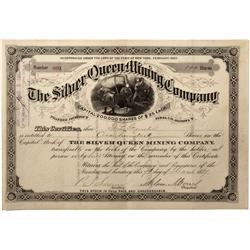 AZ - Pinal County,1884 - Silver Queen Mining Company Stock  Certificate*Territorial* - Fenske Collec