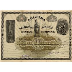 AZ - Quijotoa,Pima County - April 16, 1883 - Arizona Peerless Silver Mining Company Stock Certificat