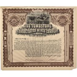 AZ - Tombstone,Cochise County - c1900 - Tombstone Consolidated Mines Company Stock Certificate