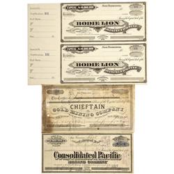 CA - Bodie,Mono County - 1878-1879 - Bodie Stock Certificates - Clint Maish Collection