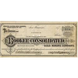 CA - Bodie,Mono County - Booker Consolidated Gold Mining Company Stock Certificate