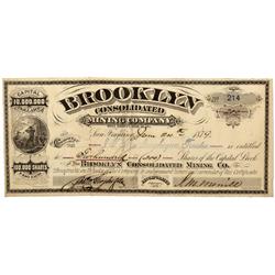 CA - Bodie,Mono County - June 24th 1879 - Brooklyn Consolidated Mining Company Stock Certificate