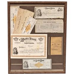 CA - Bodie,Mono County - 1878, 1879, 1880 - Collage of Bodie Bank Documents, Framed