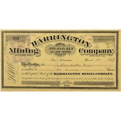 CA - Bodie,Mono County - 1879 - Harrington Mining Company Stock Certificate - Clint Maish Collection
