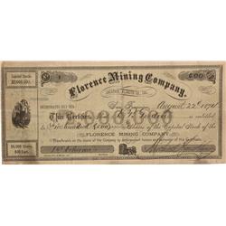 CA - Klamath County,August 22, 1874 - Florence Mining Company, Stock