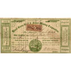 CA - San Francisco,March 12, 1863 - Hazel Green Gold & Silver Mining Corporation, Stock Certificate
