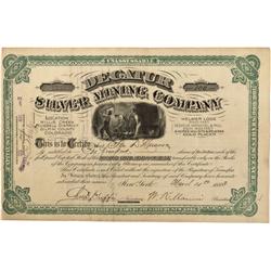 CO - Central City,Gilpin County - 1883 - Decatur Silver Mining Company Stock Certificate