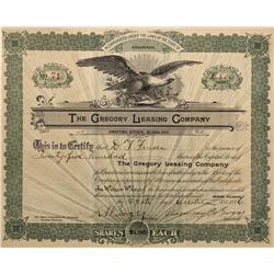 CO - Cripple Creek,Teller County - 1896 - Gregory Leasing Company Stock Certificate - Fenske Collect