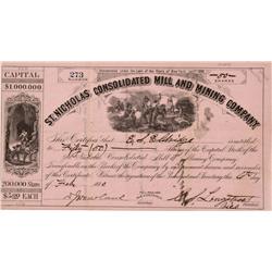 CO - Ouray,February 6, 1880 - St. Nicholas Consolidated Mill and Mining Company, Stock Certificate