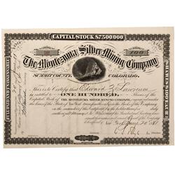 CO - Summit County,1881 - Montezuma Silver Mining Company Stock Certificate - Fenske Collection