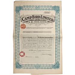 CO - Telluride,Ouray County - 1928 - Camp Bird LTD. Bond - Fenske Collection
