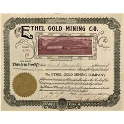 CO - Turret,Chaffee County - June 20, 1904 - The Ethel Gold Mining Co. Stock Certificate - Fenske Co