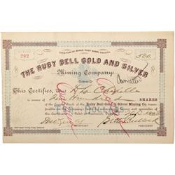 Dakota - Deadwood,Lawrence County - 1888 - Ruby Bell Gold and Silver Mining Company Stock Certificat