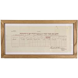 MT - Helena,1883 - Assay Receipt, Framed *Territorial*