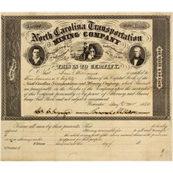 NC - August 10, 1854 - North Carolina Transportation and Mining Company, Stock