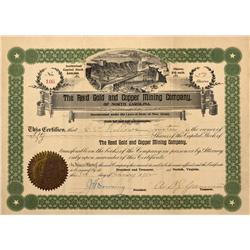 NC - Cabarrus County,1902 - Reed Gold and Copper Mining Company Stock Certificate - Fenske Collectio