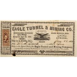 NV - Aurora,Mono County - 1863 - Eagle Tunnel & Mining Co. Stock Certificate