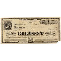 NV - Belmont,Nye County - Feb. 23, 1878 - Belmont Mining Company Stock Certificate - Clint Maish Col